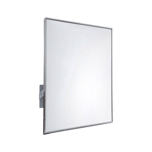 Hospeco Mediclinics tilted mirror with a durable satin stainless steel frame for accessible commercial washrooms.