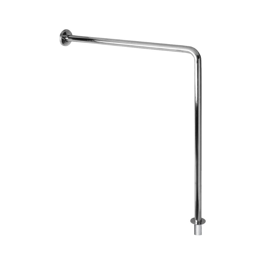 Hospeco Mediclinics wall-to-floor stainless steel grab bar for bathroom safety and mobility support.