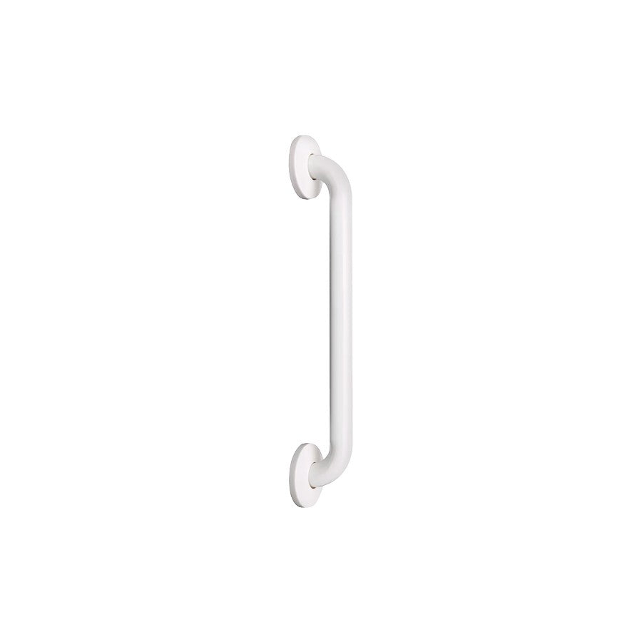 Hospeco Mediclinics 390mm straight bathroom grab bar in white epoxy finish with concealed wall mounting brackets.