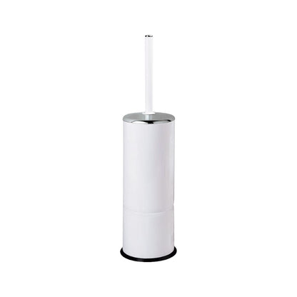 Hospeco Mediclinics white toilet brush holder with a chrome handle and cover, designed for public washrooms.