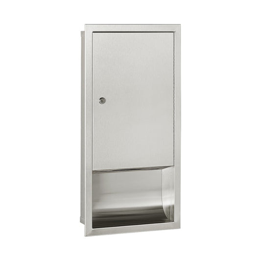 Hospeco recessed stainless steel paper towel dispenser with a locking front door for high-traffic public restrooms.
