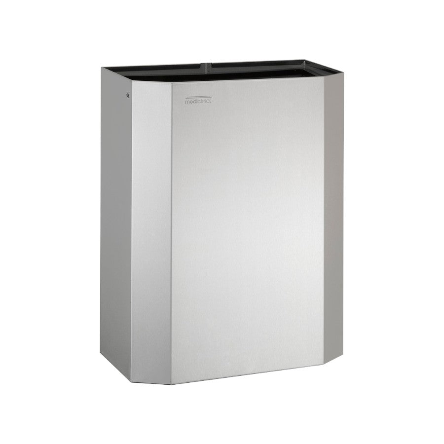 Hospeco 25L satin stainless steel open top waste bin with internal bag holder for commercial restrooms