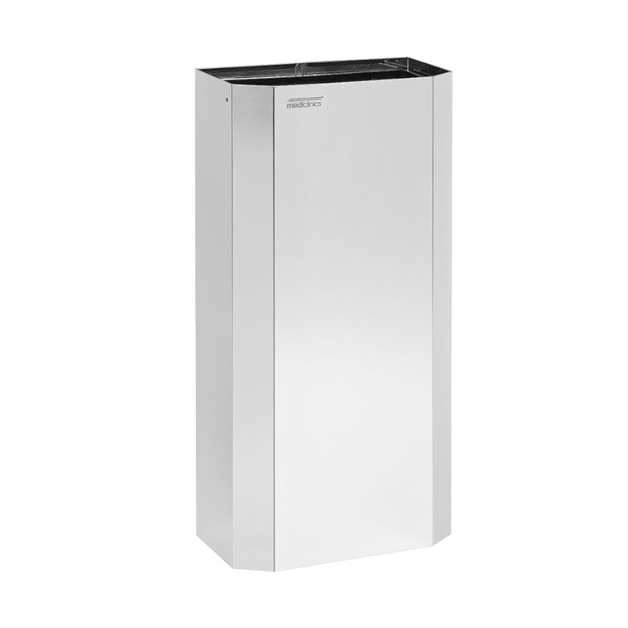 Hospeco 40L bright stainless steel open top waste bin with a modern, robust design for high-traffic public areas.