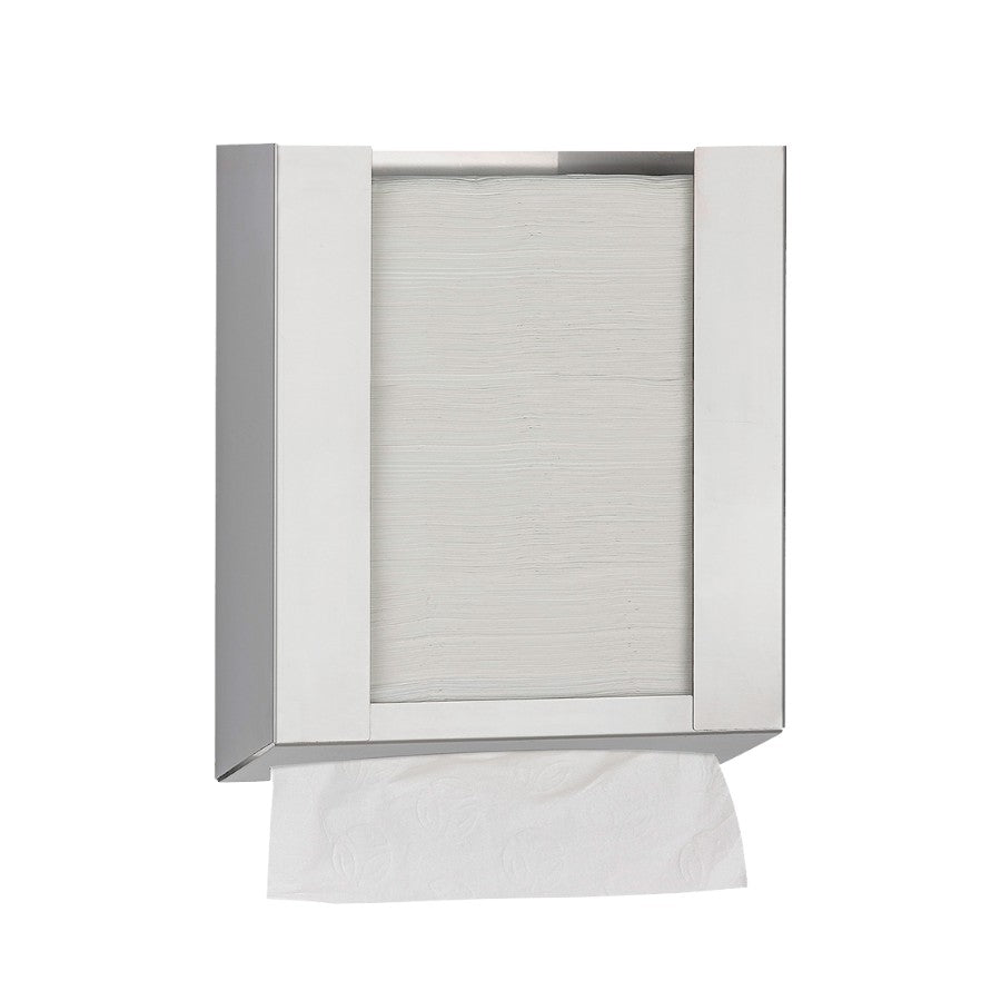 Hospeco stainless steel behind-mirror paper towel dispenser for C-fold or Z-fold towels in a minimalist design.