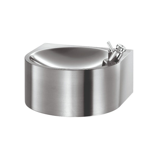 Hospeco wall-mounted stainless steel drinking fountain with satin finish and chrome-plated brass spout