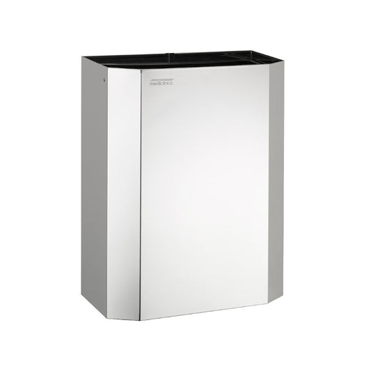 Hospeco 25L bright stainless steel open top waste bin with inner bag holder for wall or floor mounting.