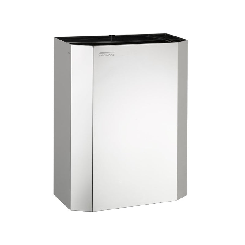 Hospeco 25L bright stainless steel open top waste bin with inner bag holder for wall or floor mounting.
