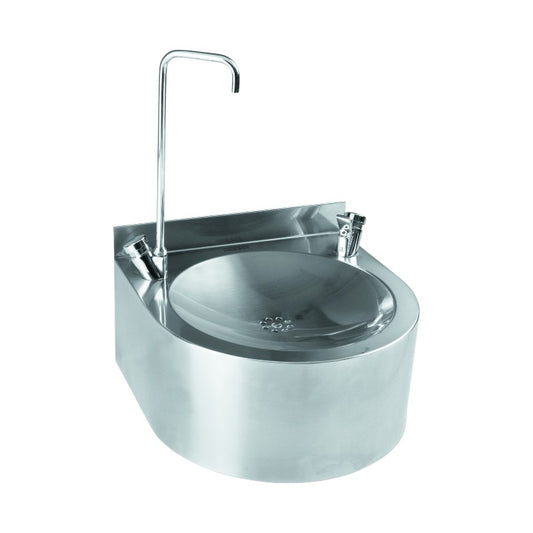 Hospeco wall-mounted stainless steel water fountain with bottle filler and satin finish for public spaces.