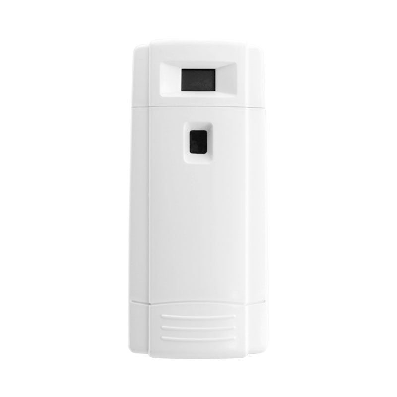 Hospeco white plastic mini digital aerosol air freshener dispenser with a front-facing display screen