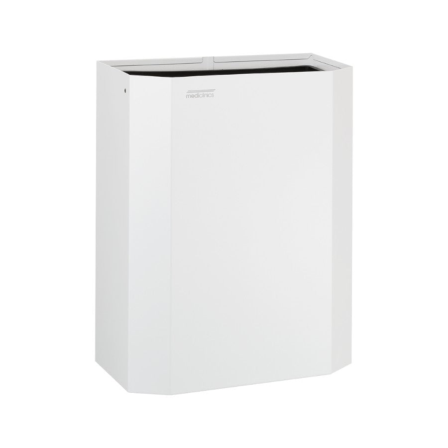 Hospeco 25L white epoxy open top paper bin with internal bag holder for wall mounting or floor placement