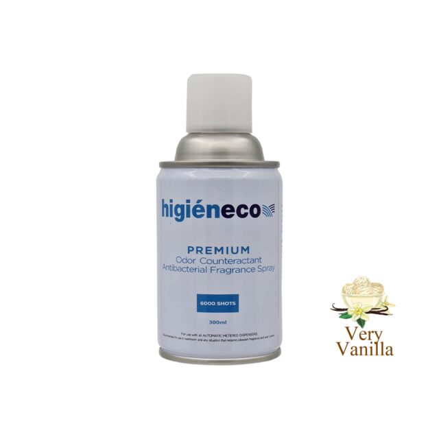 Higieneco Very Vanilla Automatic Aerosol Air Freshener Fragrance Refill, Antibacterial, 300 mL, 6000 Sprays