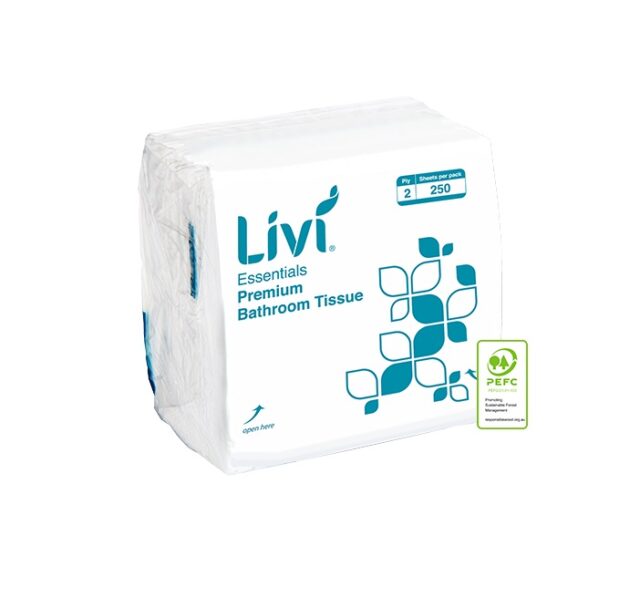 1006_Livi Essentials_Interleaved Toilet Tissue 2Ply 250s_Pack_PEFC