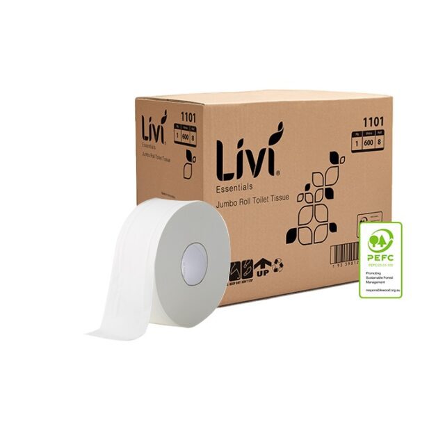 1101_Carton1Roll_Livi Essentials_Jumbo Toilet tissue 1Ply 600m_PEFC