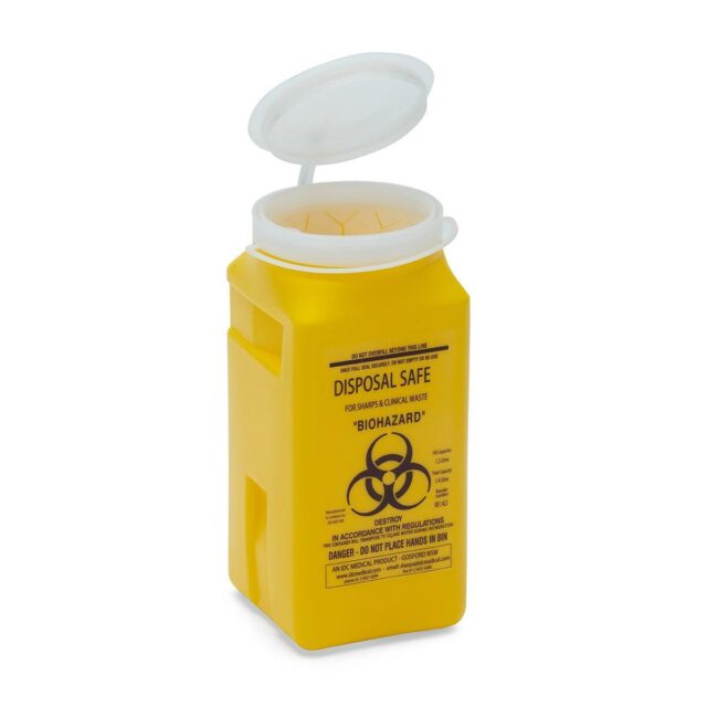 Sharps Disposal 1.4 L Plastic Container Angle