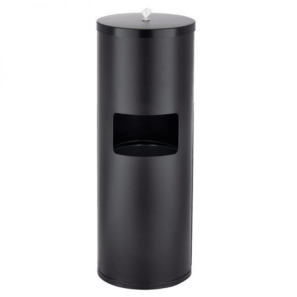 16092 - Black SSteel Floor Standing Wet Wipe Dispenser With Garbage Bin - Copy