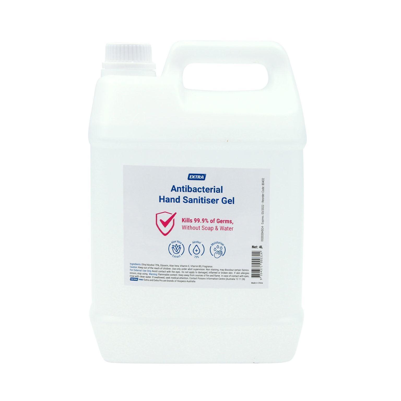 extra antibacterial hand sanitiser gel refill 4 litre 80432