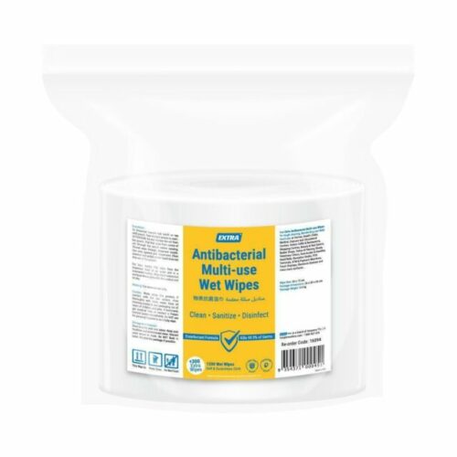 Extra Antibacterial Multi-Use Wet Wipes, 1200 Sheets