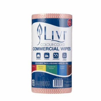 Livi Commercial Disposable Wipes 90s, Red (Sanitising)