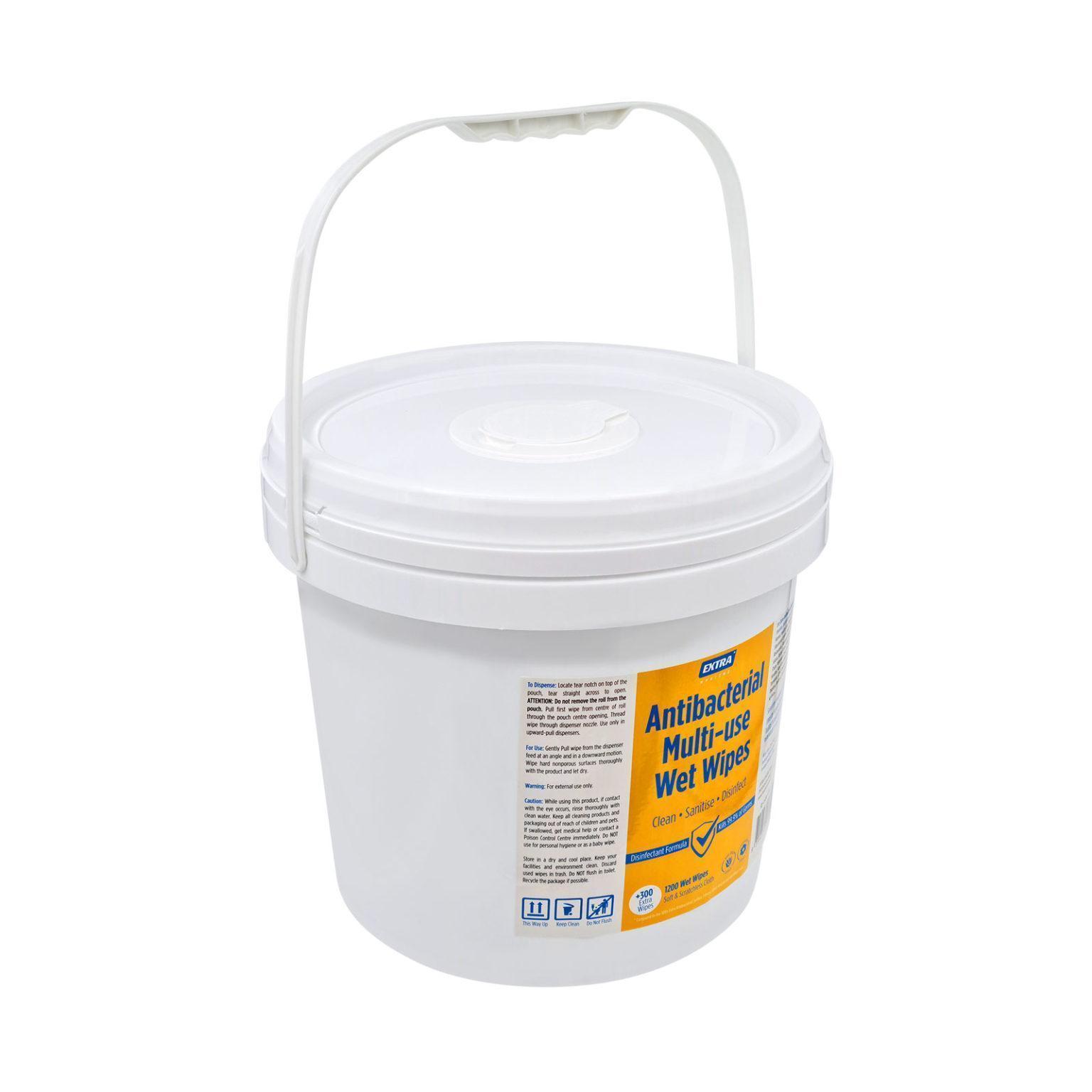 Extra antibacterial multi-use wet wipes roll 1200s bucket handle