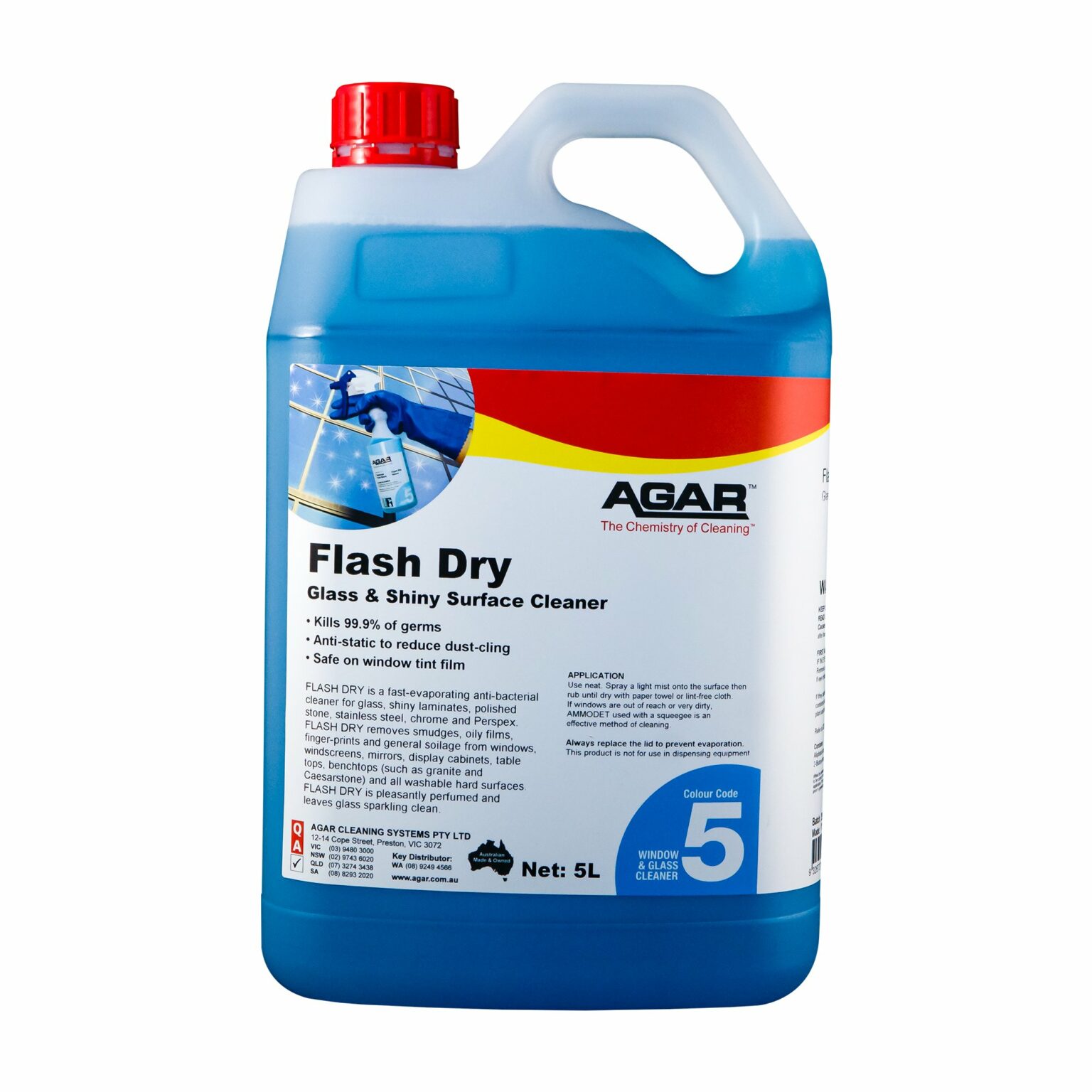 Agar Flash Dry Glass and Shiny Surface Cleaner, 5L