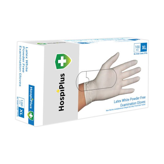 HospiPlus Latex Powder-Free Gloves, White, Medium