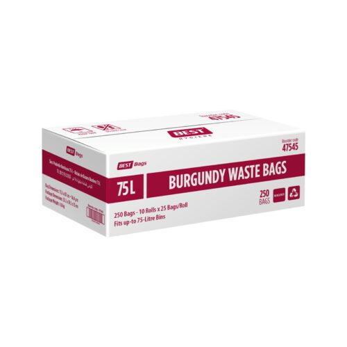 Best Hygiene 75 L Burgundy Waste Bags, 250 Bags