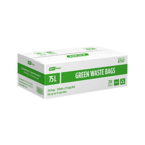 Best Hygiene 75 L Green Waste Bags, 250 Bags