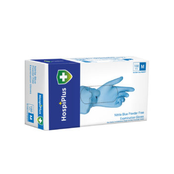 HospiPlus Nitrile Powder-Free Gloves, Blue, Medium