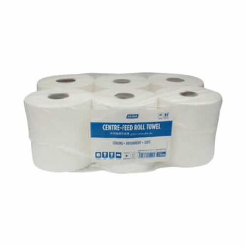 Extra Premium White Centrefeed Perforated Hand Towel Paper 300 meter - 6 Rolls