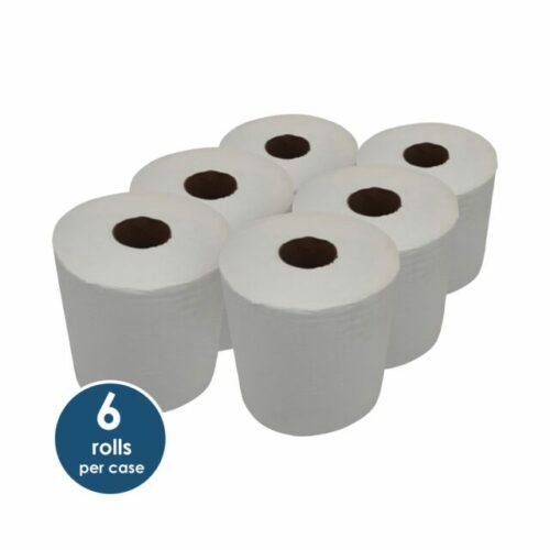 Extra Premium White Centrefeed Perforated Hand Towel Paper 300 meter - 6 Rolls