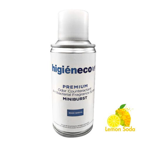 Higieneco MiniBurst 2.0 Lemon Soda Automatic Aerosol Air Freshener Fragrance Refill, Antibacterial, 160 mL