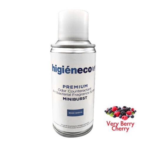 Higieneco MiniBurst 1.0 Very Berry Cherry Automatic Aerosol Air Freshener Fragrance Refill, Antibacterial, 3000 Sprays, 110 mL