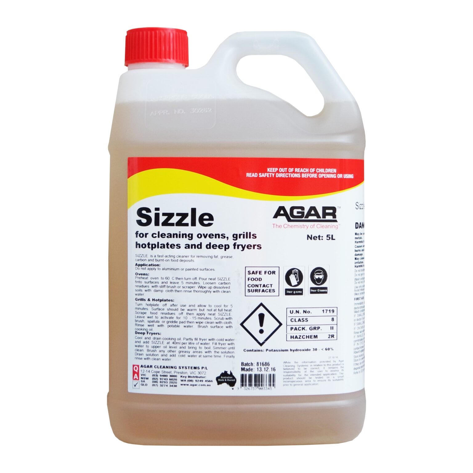Agar Sizzle Caustic-Base Detergent, 5L