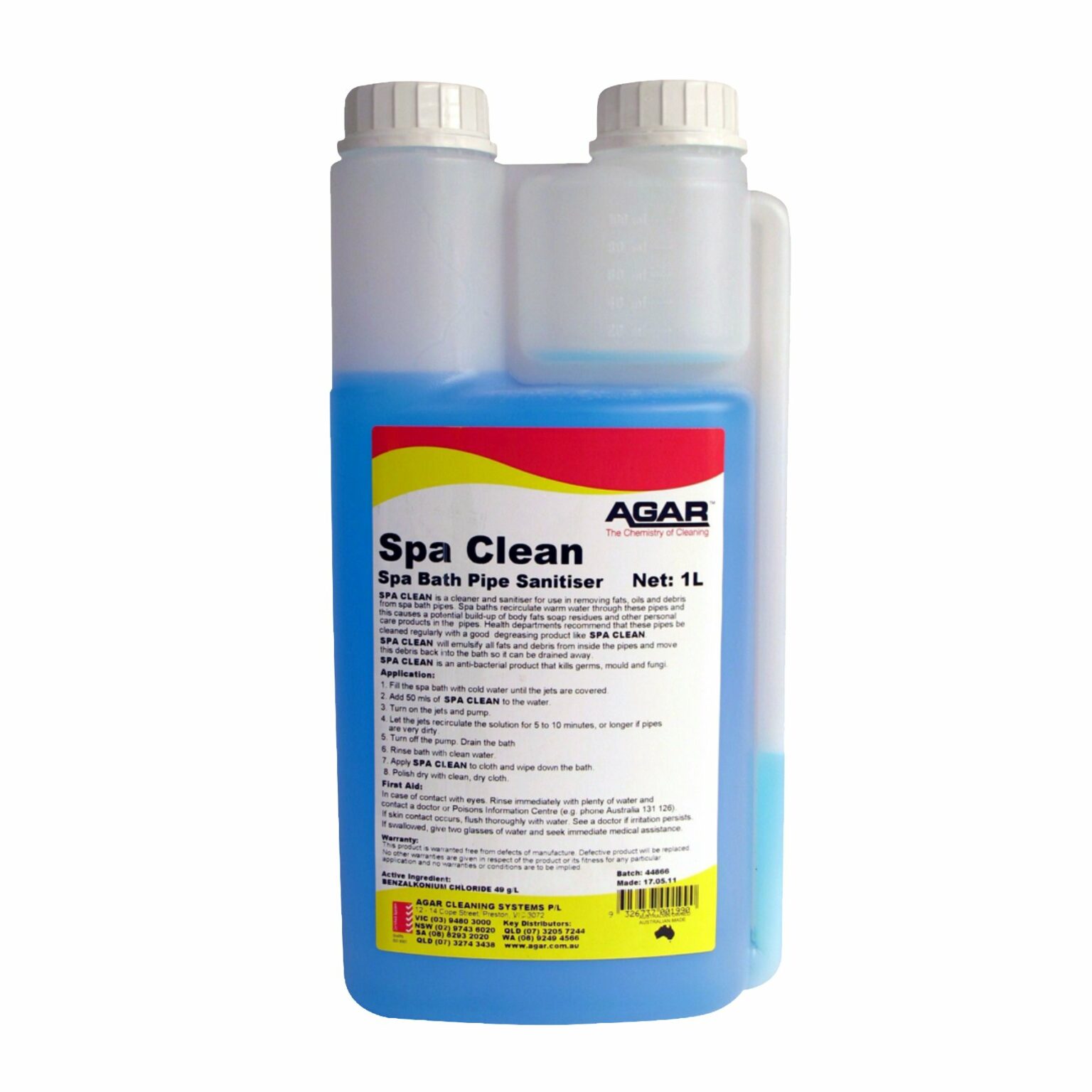 Agar Spa Clean Spa Bath Pipe Sanitiser, 1L