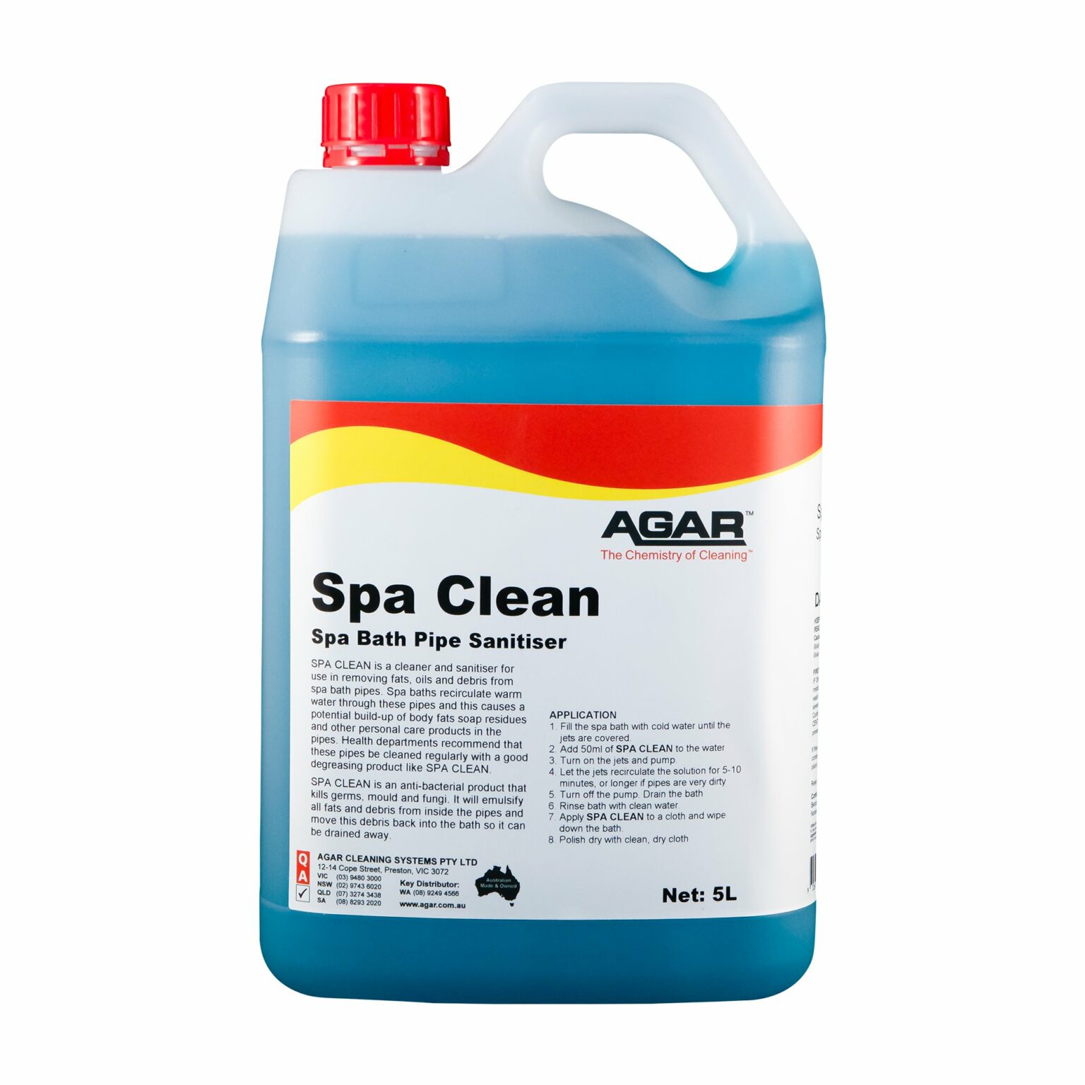 Agar Spa Clean Spa Bath Pipe Sanitiser, 5L