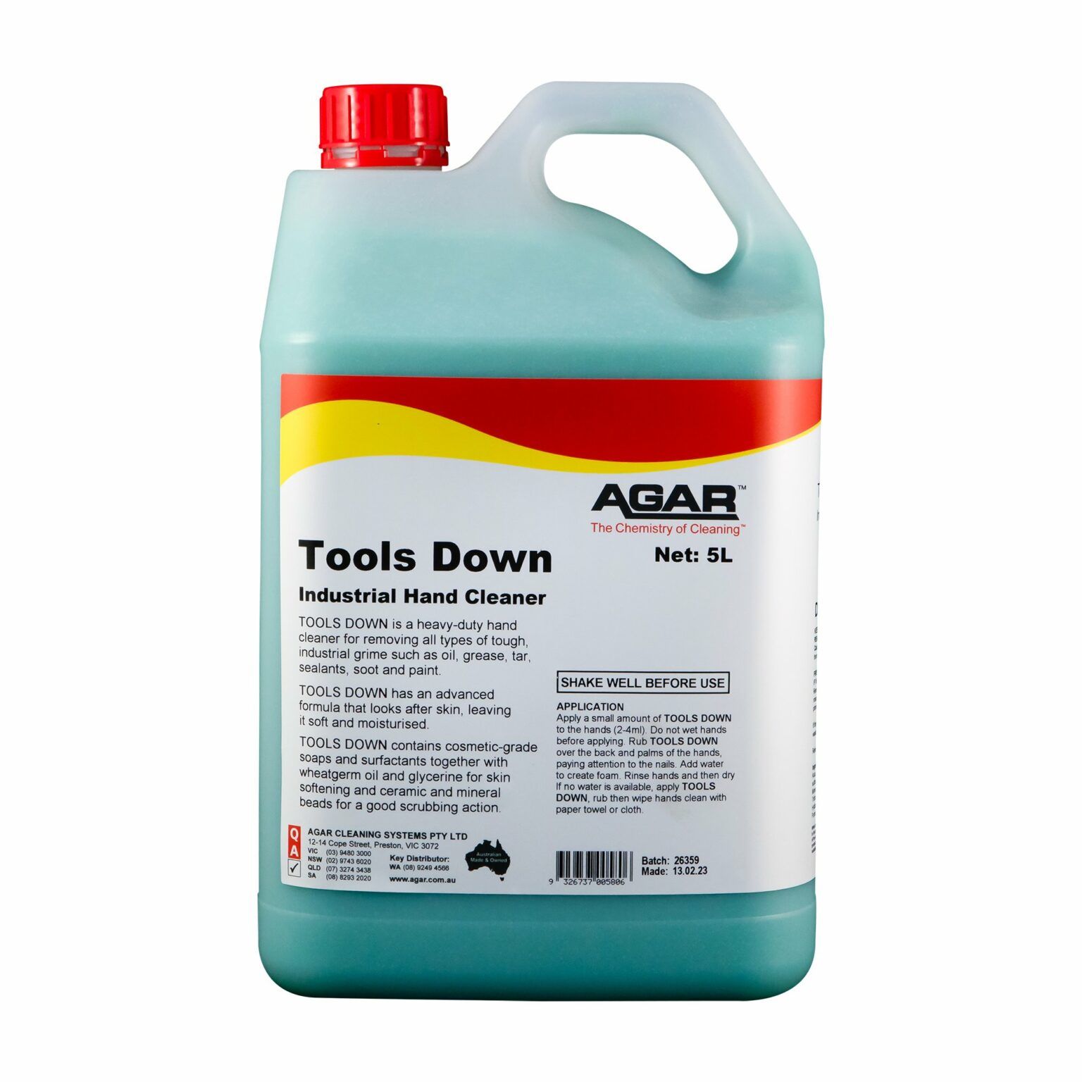 Agar Tools Down Industrial Hand Cleaner, 5L
