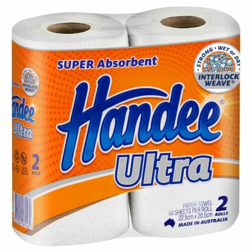 Handee Ultra Kitchen Towel 2 Ply 60 Sheets Double Pack