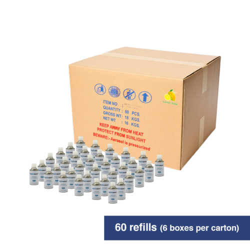 Higieneco Lemon Soda Aerosol Air Freshener Automatic Fragrance Refill, Antibacterial, 300 mL 60 Refills (Carton)