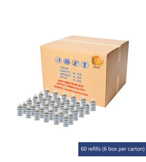 Higieneco Citrus Aerosol Air Freshener Automatic Fragrance Refill, Antibacterial, 300 mL 60 Refills (Carton)
