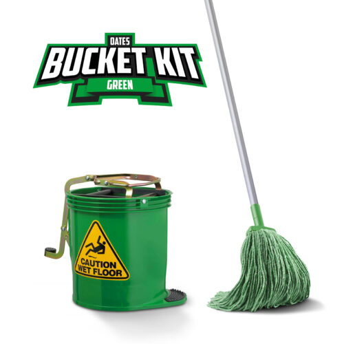 Oates Green Mopping Kit - 15L Wringer Bucket, 400g DuraClean Mop Head & Aluminium Handle